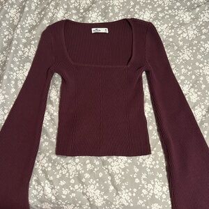 Hollister Ribbed Knit Top in Burgundy